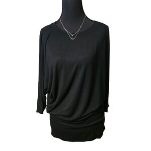 Wantable Women's Large 3/4 Dolam Slit Sleeve Black Tunic